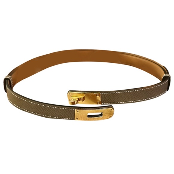 Hermes Kelly 18 Belt Etoupe Epsom leather with gold hardware - Picture 2 of 14